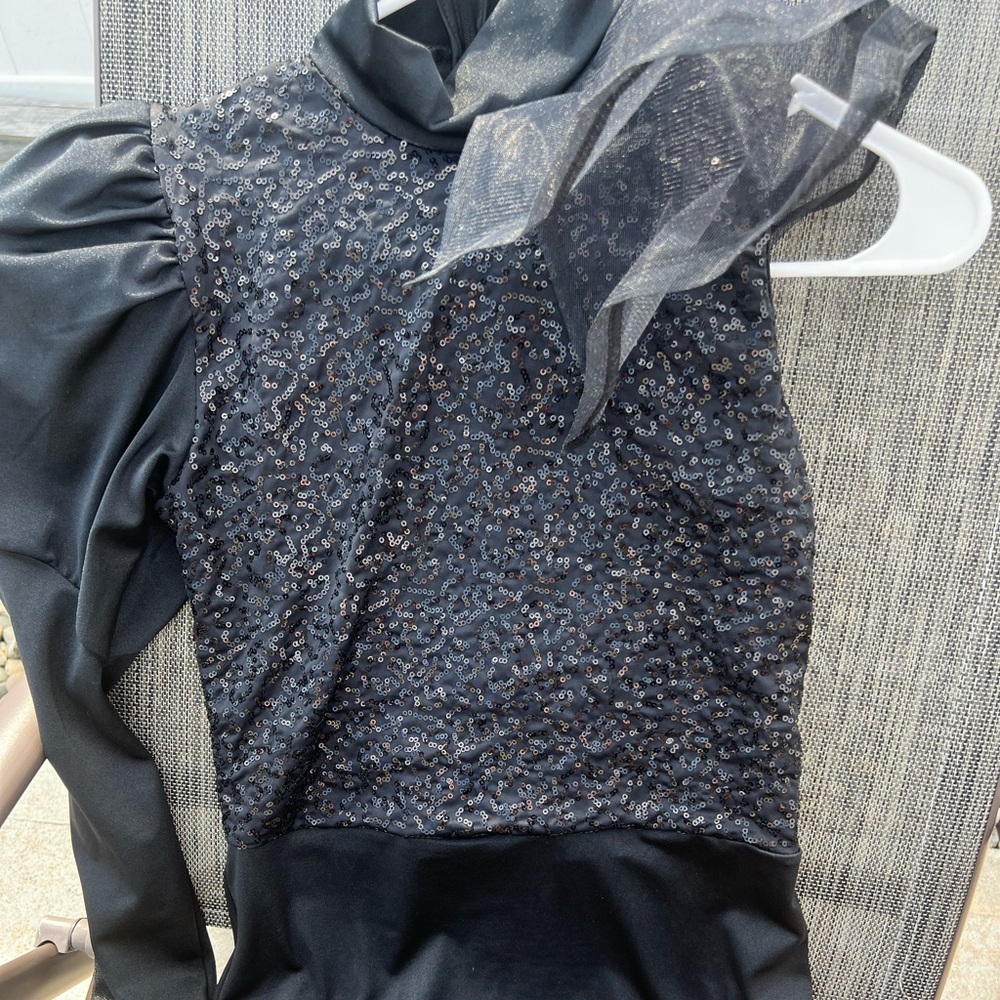 Weissman Dance Costume Black AM Jumper Sequins Stretch Recital Solo pants